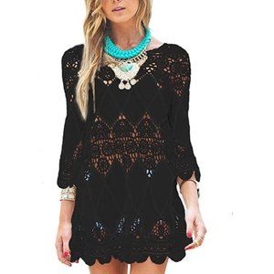 GDKEY Women's Beach Wear Bikini Cover Up Bathing Suit Swimwear Crochet Beach Dre